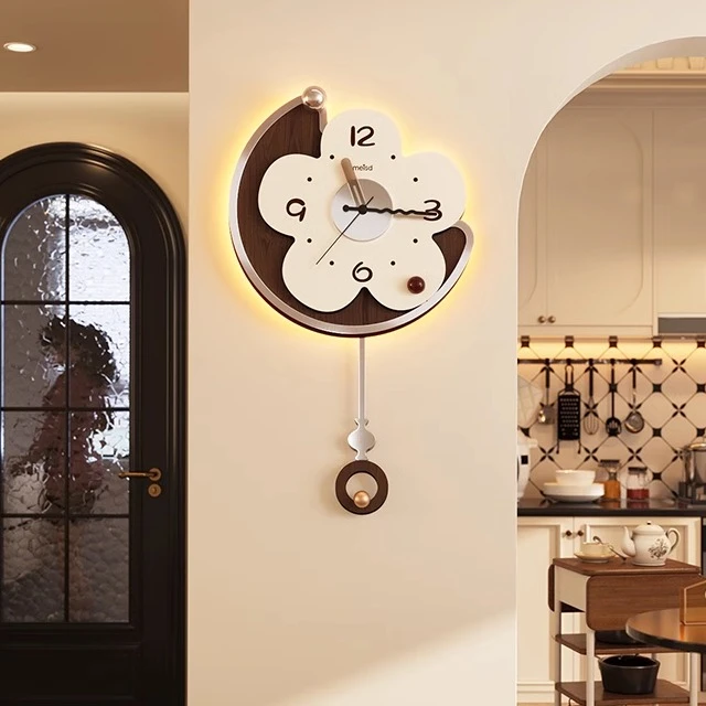 美世达中古风挂钟客厅简约现代创意时钟家用静音装饰转角挂墙钟表