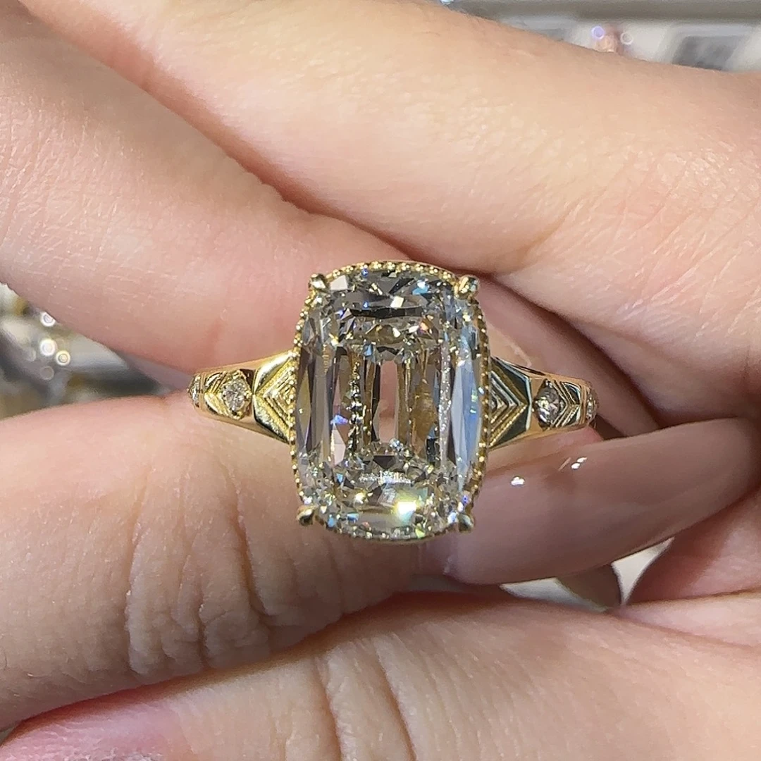 18K金镶嵌实验室培育钻石霉霉同款老矿切3.5卡