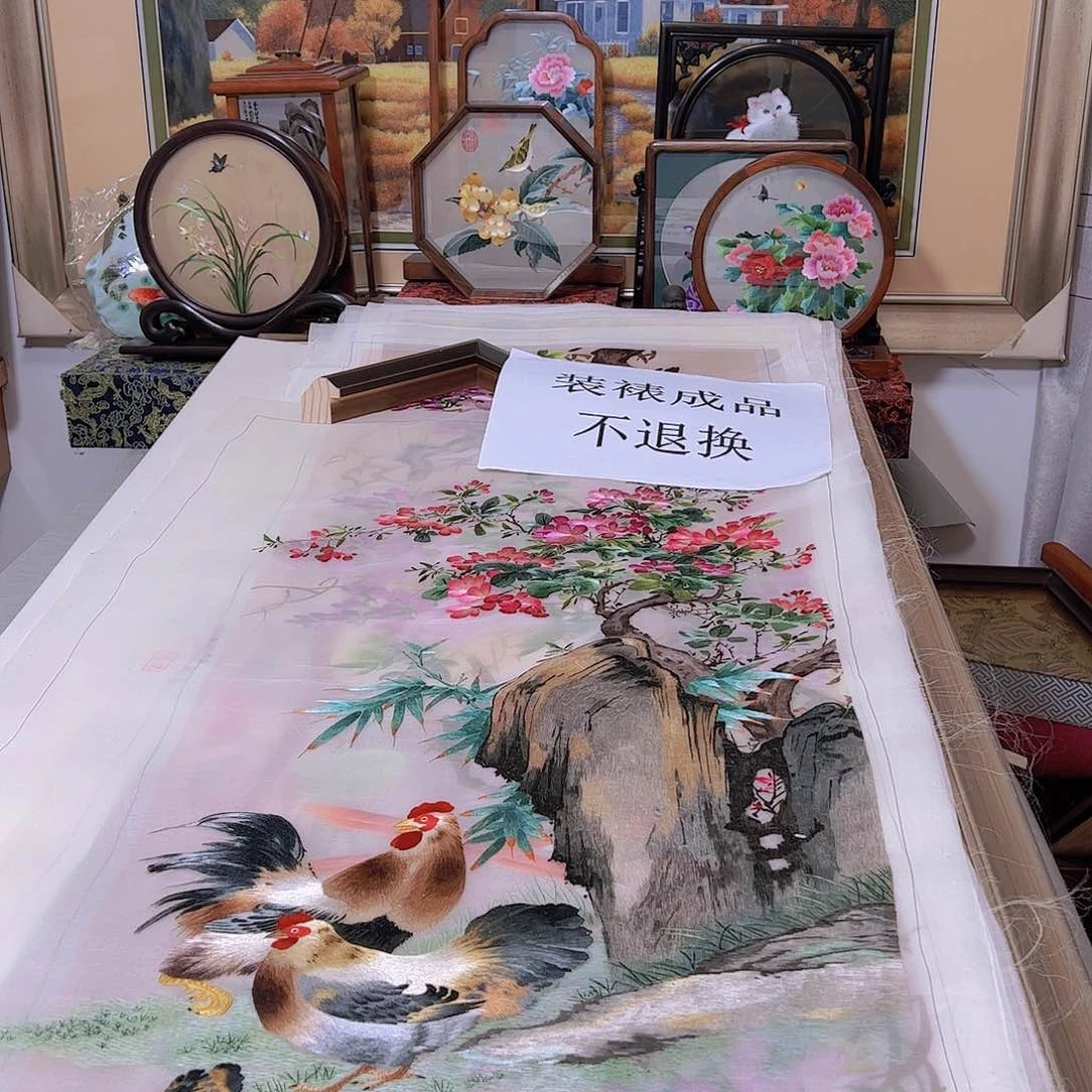 刺绣福*天纯手工刺绣画