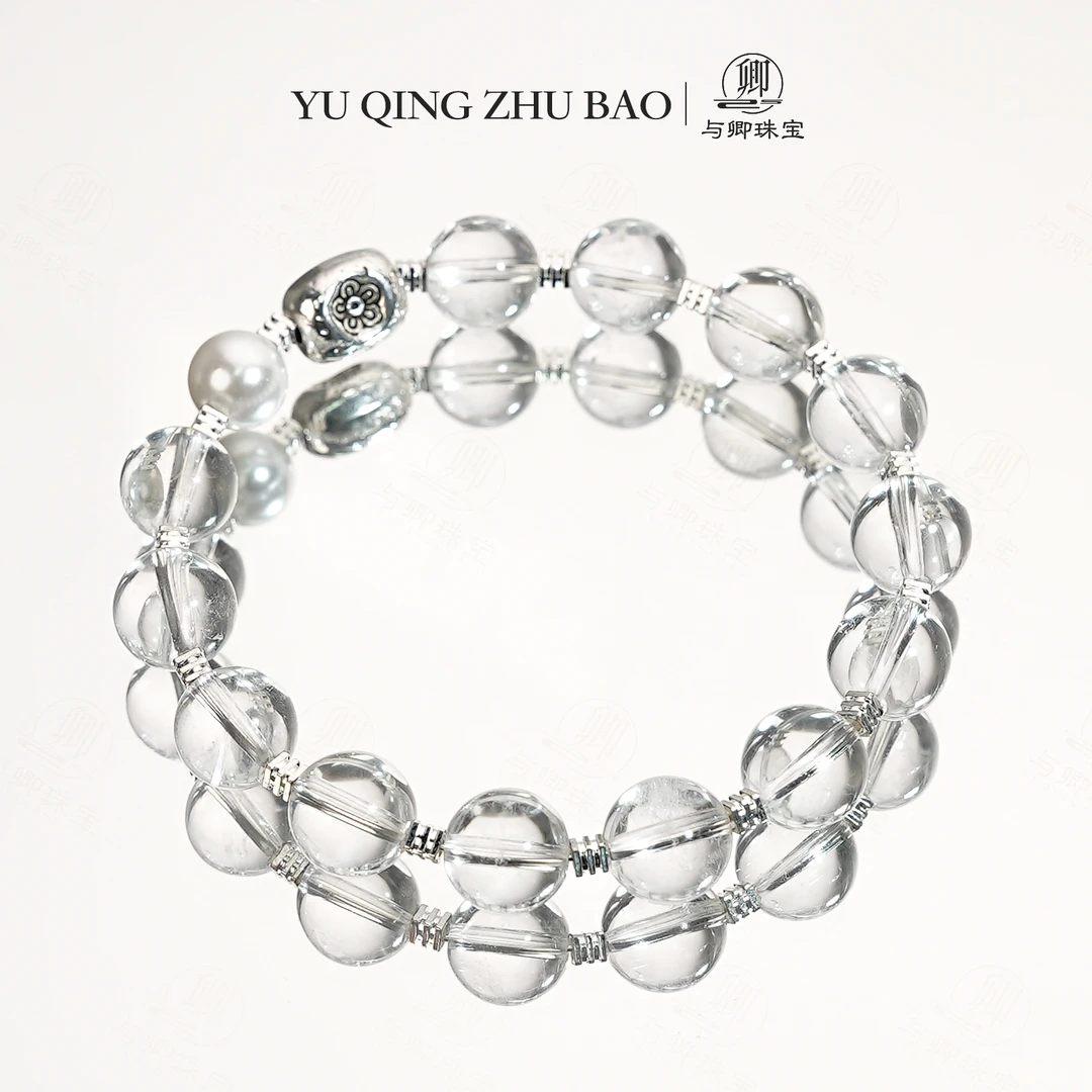 【枕星河】与卿珠宝 10mm白水晶 8mm施华洛世奇工艺珍珠 合金配件
