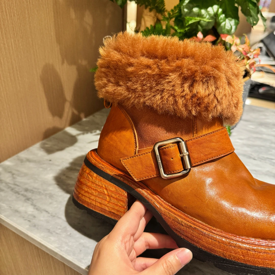 手工马皮雪地靴英伦复古切尔西靴加绒马丁靴短靴女33319-1