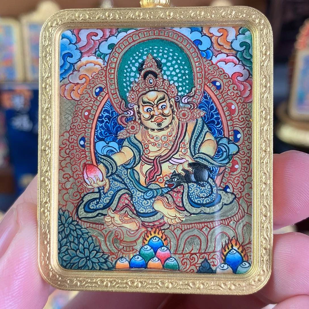 吊坠黄财神热贡纯手绘唐卡