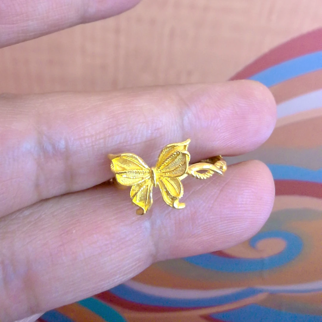 足金999蝴蝶结合本命年黄金戒指时尚精致百搭首饰黄金戒指09