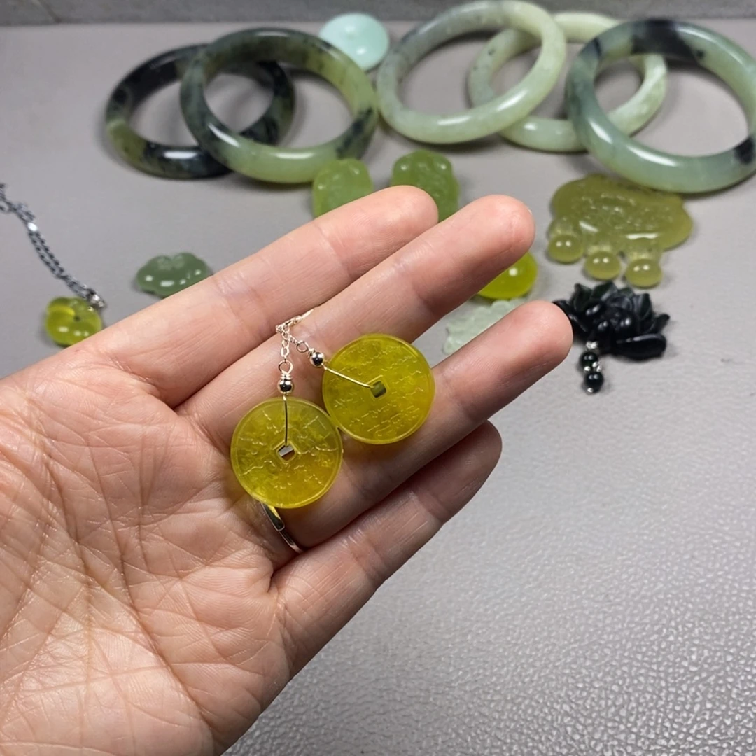 蛇纹石玉未镶嵌挂件耳饰耳环项链