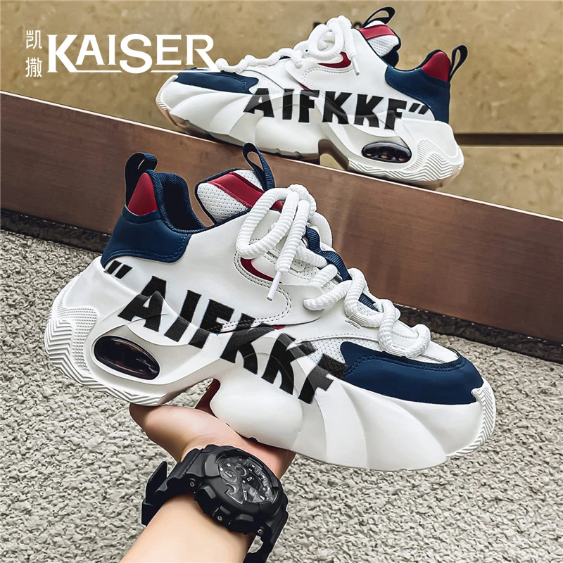 凯撒男士休闲百搭板鞋秋季软底防滑增高老爹鞋时尚潮流小众运动鞋