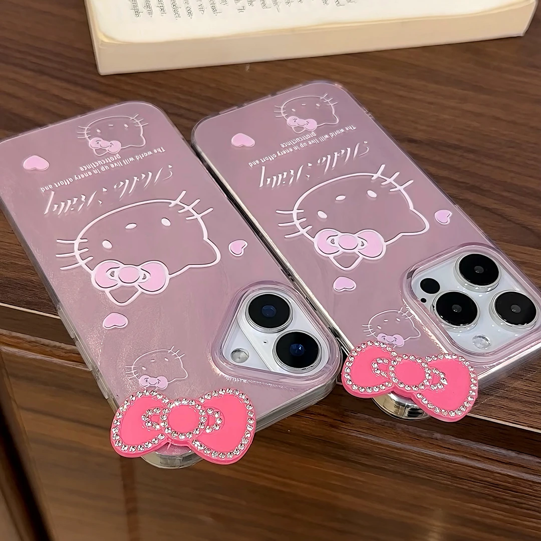 雅天立粉色kt蝴蝶结适用iPhone苹果16/13手机壳华为vivo小米oppo