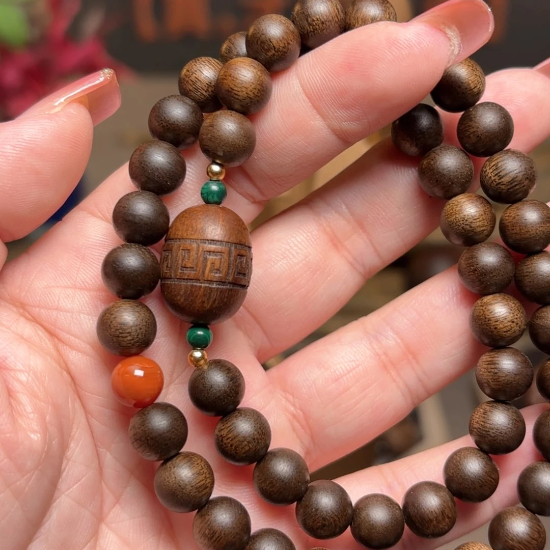 沉香手串越南芽庄紫棋玉化08➕富森红土沉香木雕