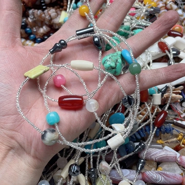 玛瑙/玉髓合金珠宝半成品一条多宝毛衣链