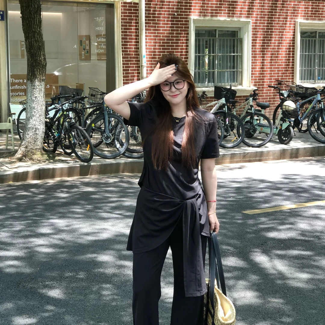 维维&南岛风大码女装简约百搭短袖夏季胖mm显瘦长裤套装ZYY1695