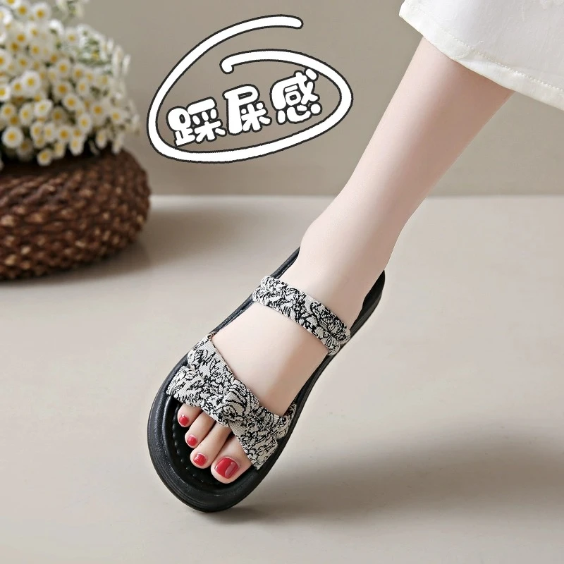 梦孜百丽爆款凉拖鞋女款夏季2025年外穿厚软底孕妇防滑一字托凉鞋