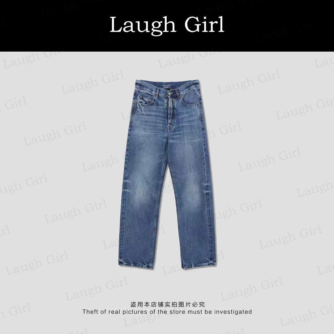 楚楚君 Laugh girl【颜值牛仔】简约高级直筒显瘦牛仔裤KL53239J