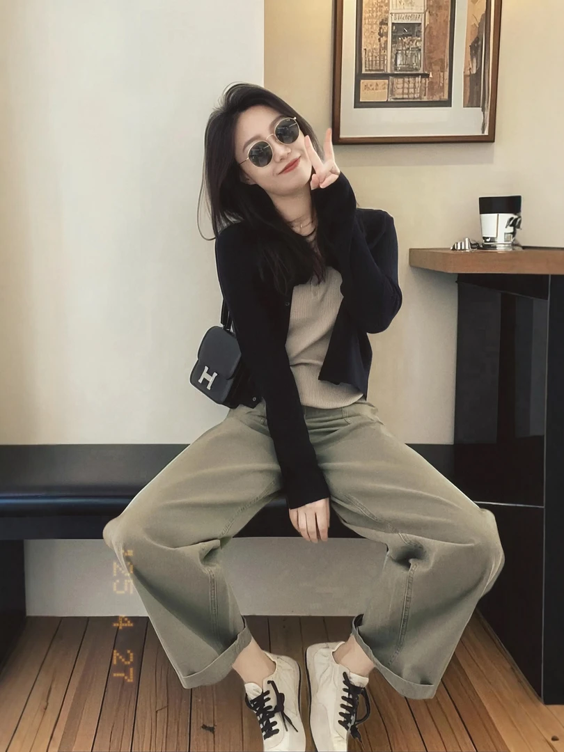 初秋搭配一整套大码胖mm针织开衫背心阔腿裤韩系减龄高级感套装女