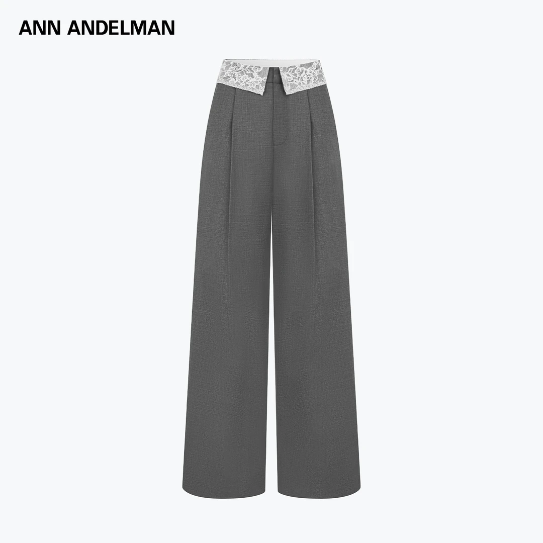 ANN ANDELMAN 2025年秋季新款休闲直筒蕾丝翻腰头西装裤女