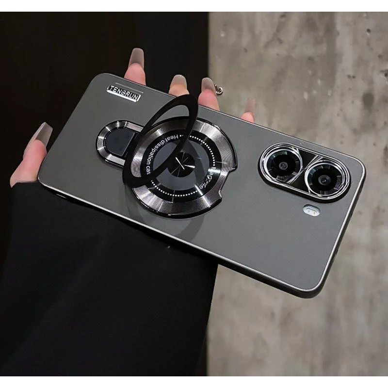 适用红米turbo4手机壳电镀哑光磨砂红米turbo4pro磁吸炫酷支架