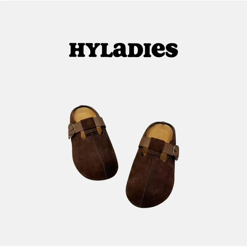 HYLADIESWEAR  『复古勃肯鞋』厚底磨砂牛皮百搭半拖懒人鞋