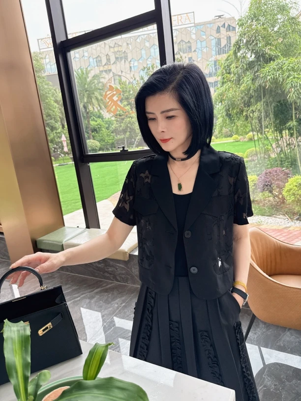 【娟子】提花女人味时尚气质百搭短袖衬衫
