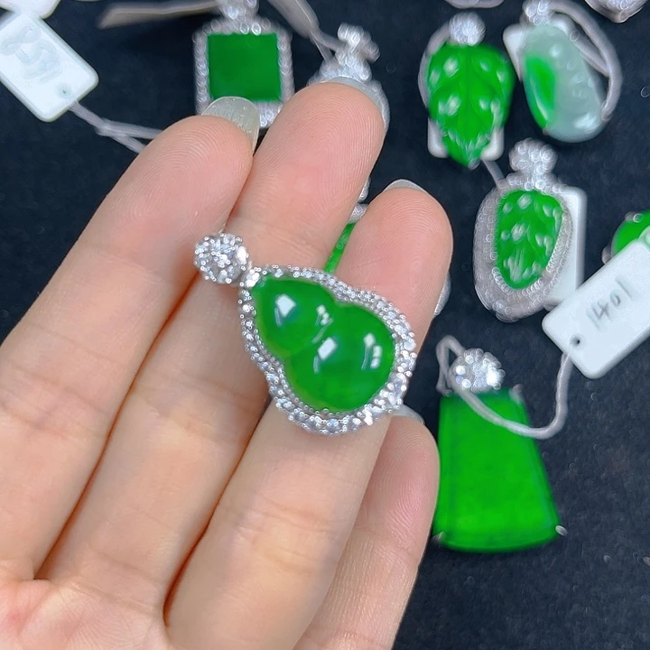 翡翠银S925镶嵌吊坠(不含链)
