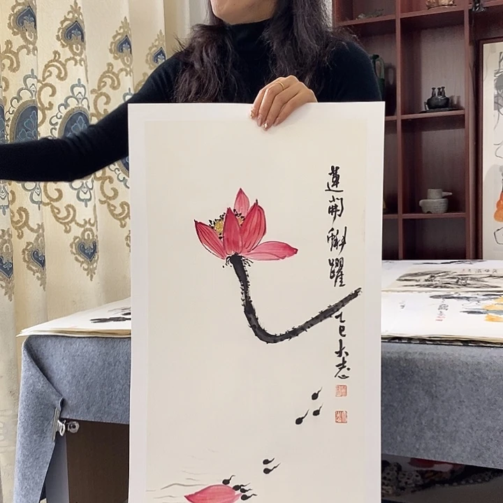 国画纯手绘国画写意作品34*68