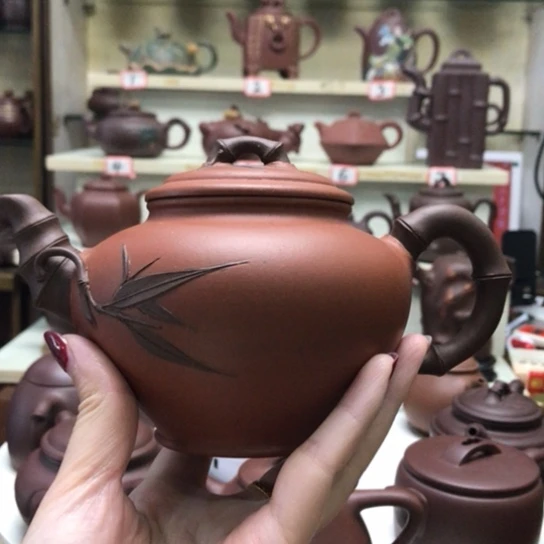 紫砂茶壶双色竹报春