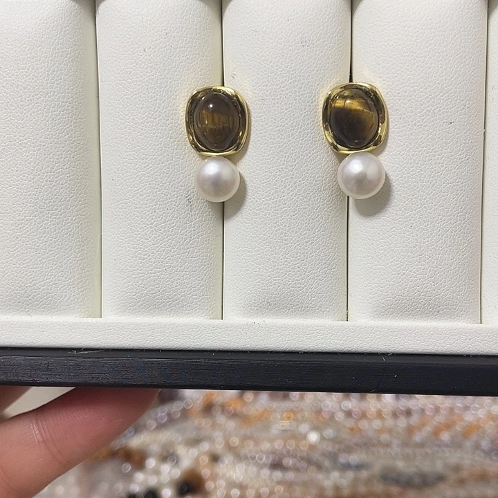 淡水珍珠耳饰合金