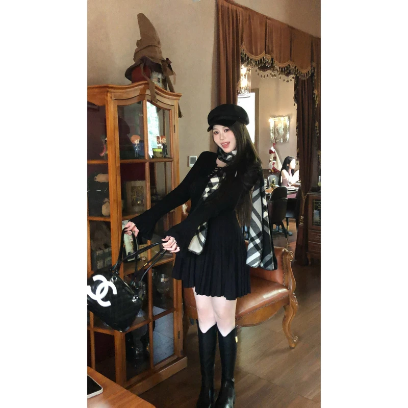 现货 白七七微胖定制【少女比例】复古芭蕾风系带百褶连衣裙 L1668