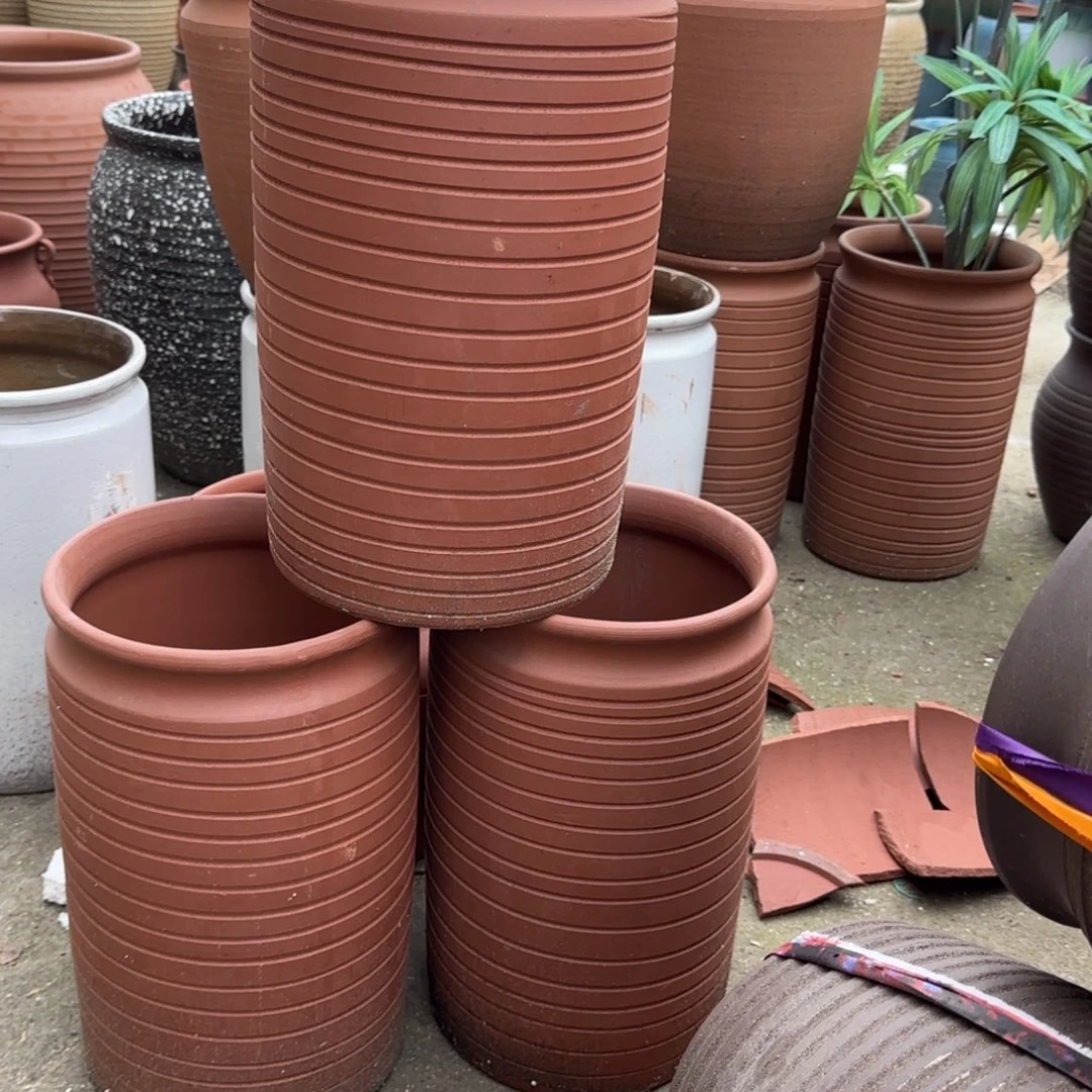 紫砂花盆塞**来口25高42宜兴紫砂炸底瑕疵有点大