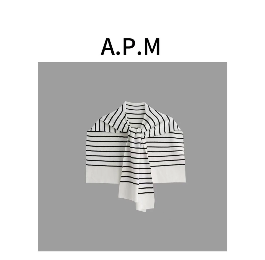 高美美-【叠搭神器】空调披肩网红同款百搭条纹学院风针织坎肩-S