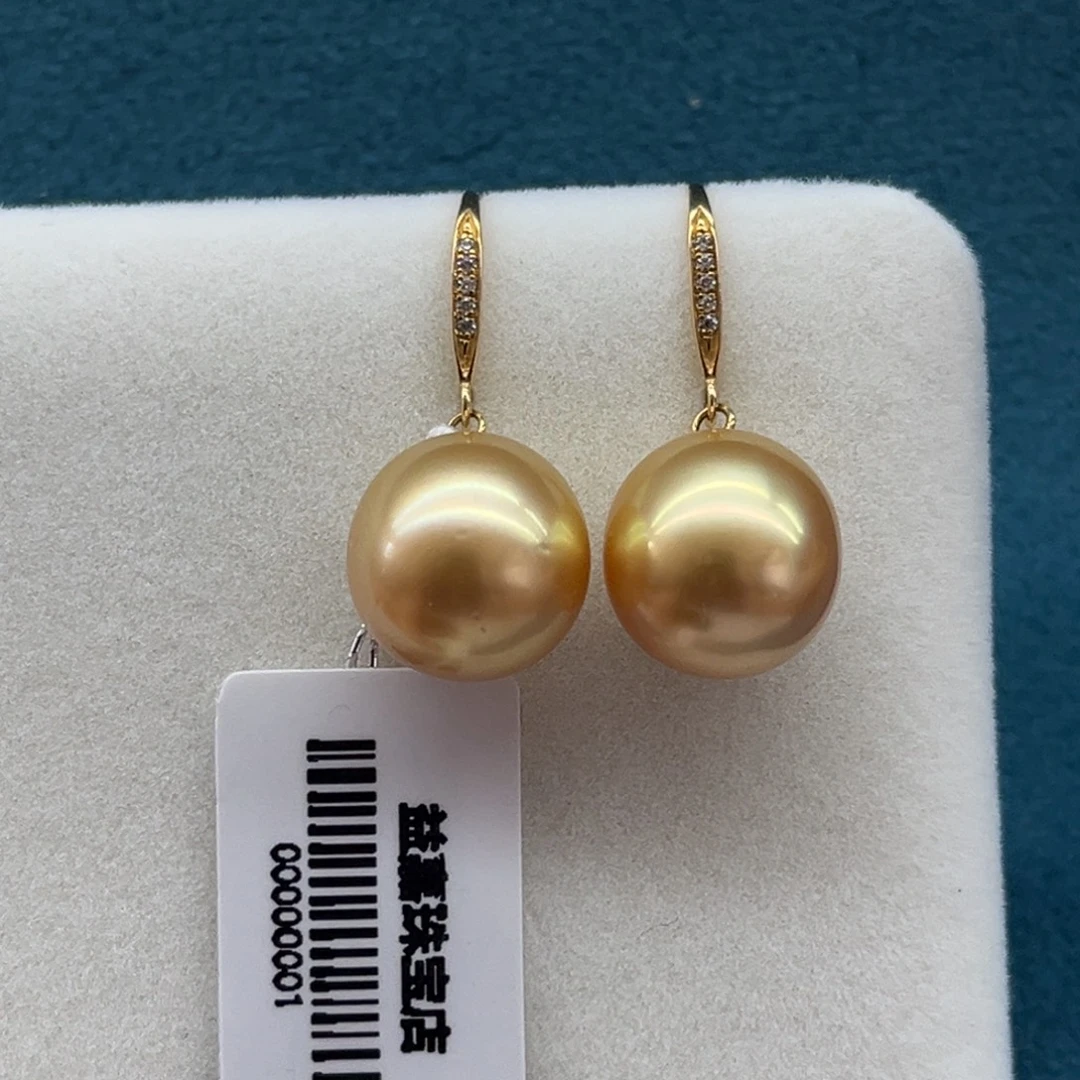 耳饰18K金镶嵌海水珍珠11-12mm