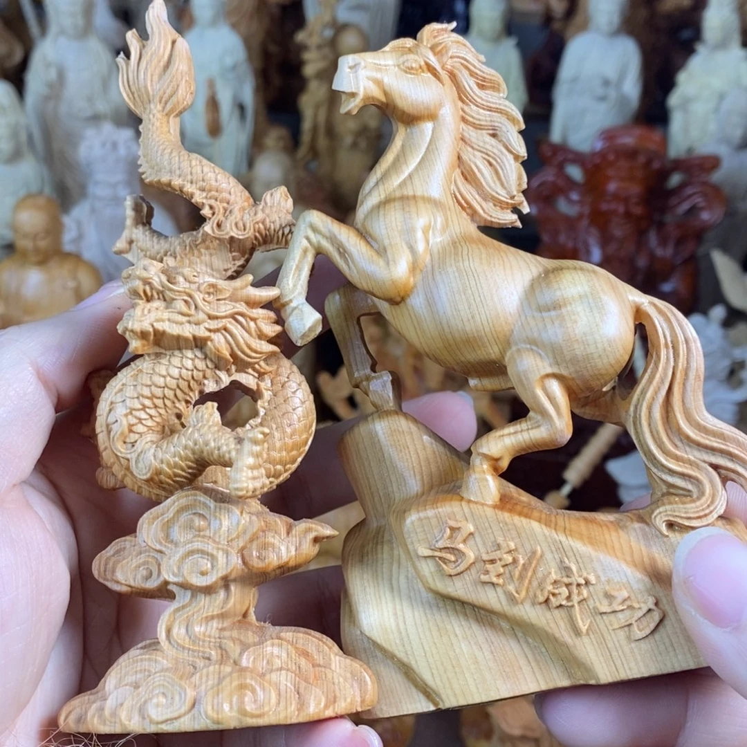 木崖柏12高龙马精神一对