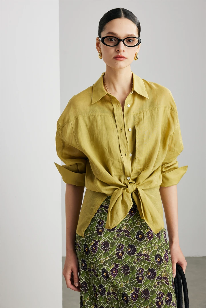 苎麻纯色衬衫M-013