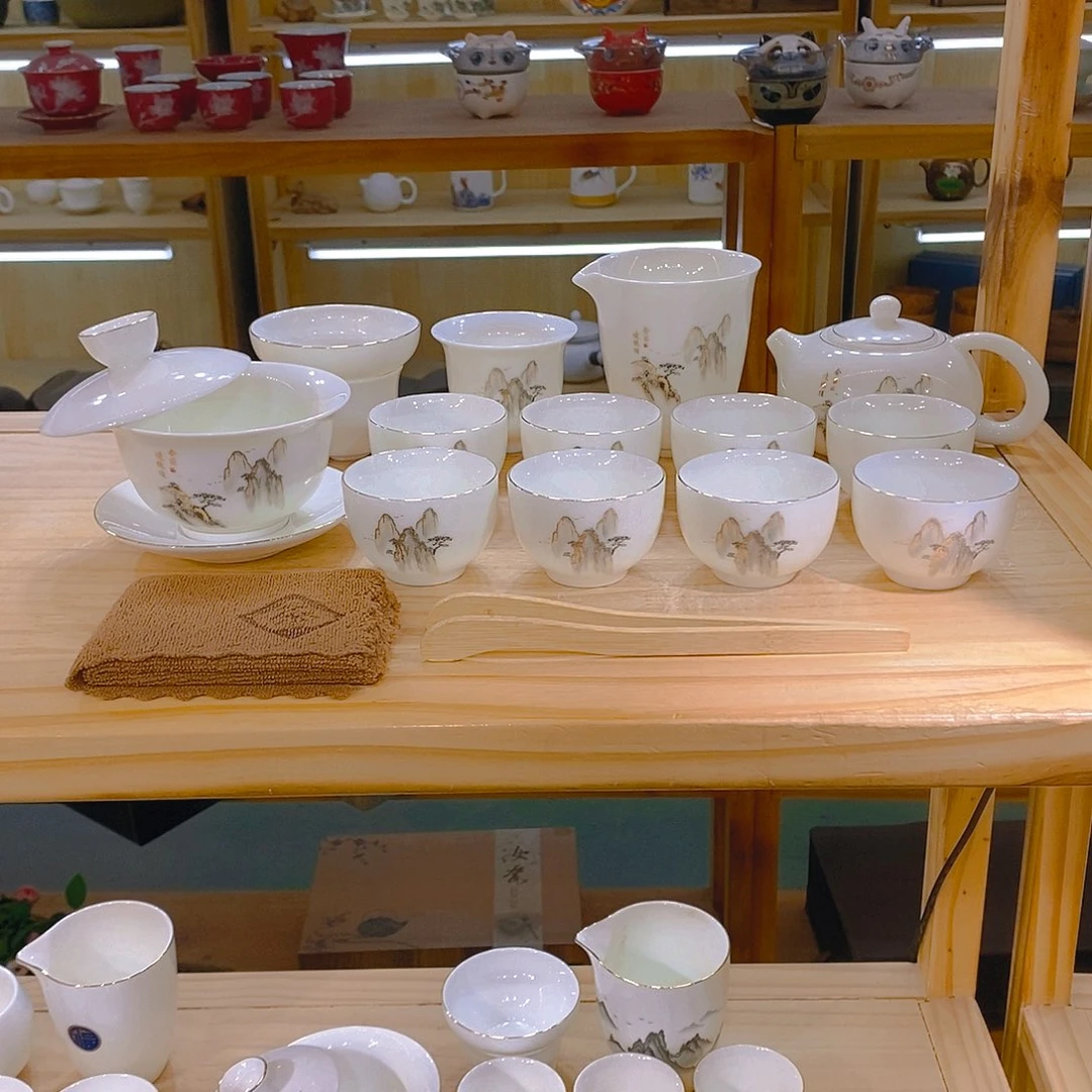 【不止】羊脂玉瓷茶具套装