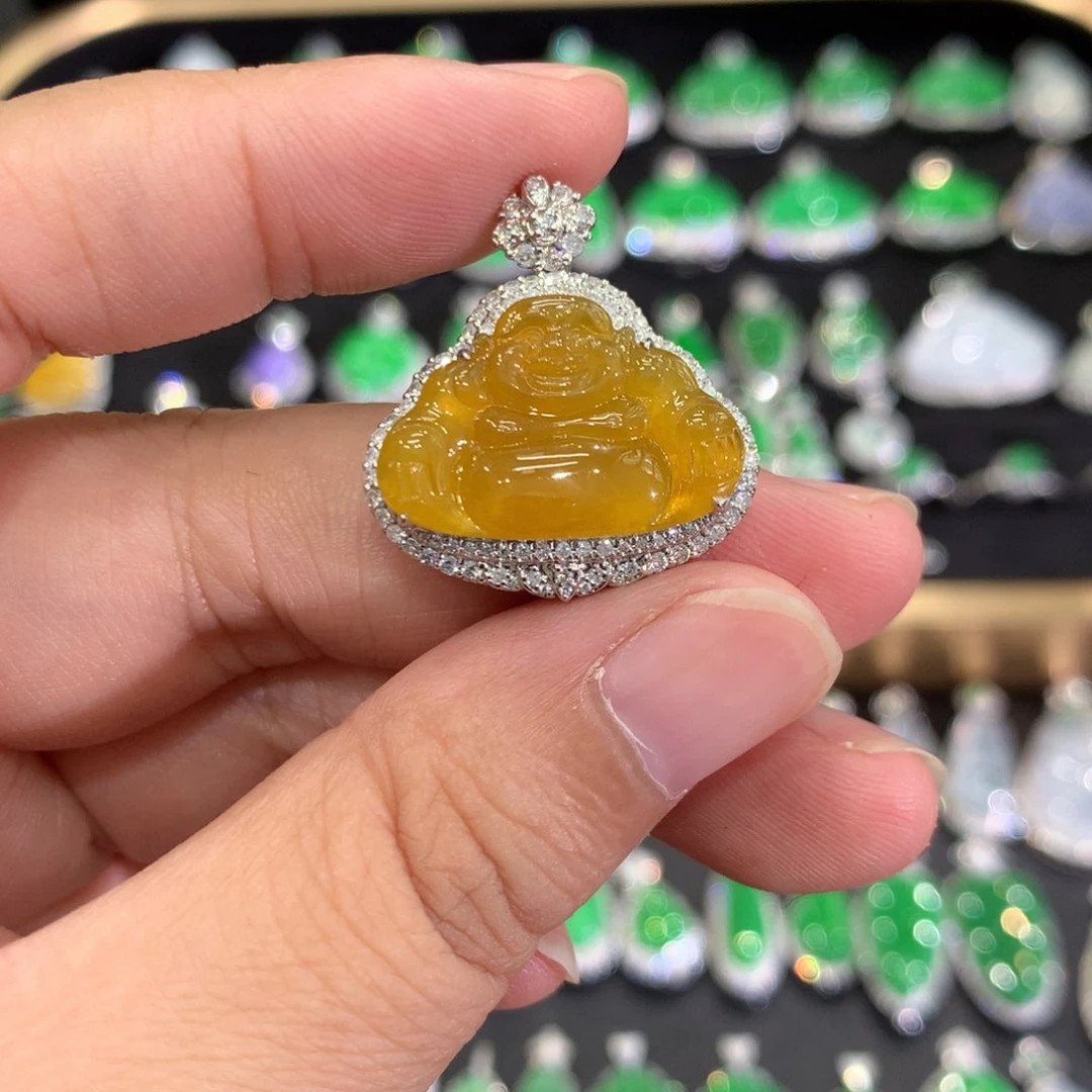 翡翠18K金镶嵌吊坠(不含链)吊坠