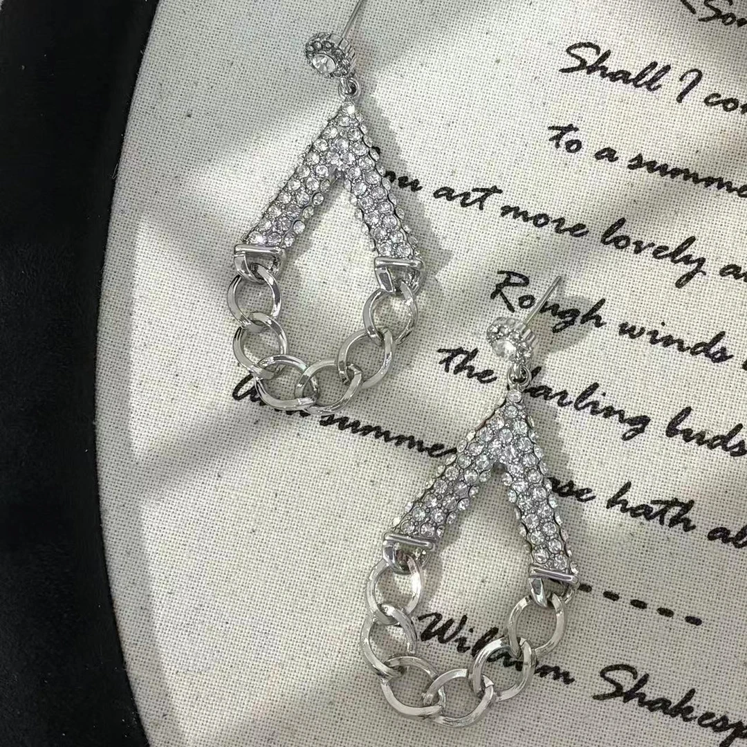 合金合成锆石耳饰 远远（YY148）时尚小众简约长款素款气质轻奢