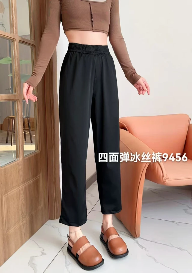 2025广州CP9456夏季新款四面弹冰丝光腚库烟管裤