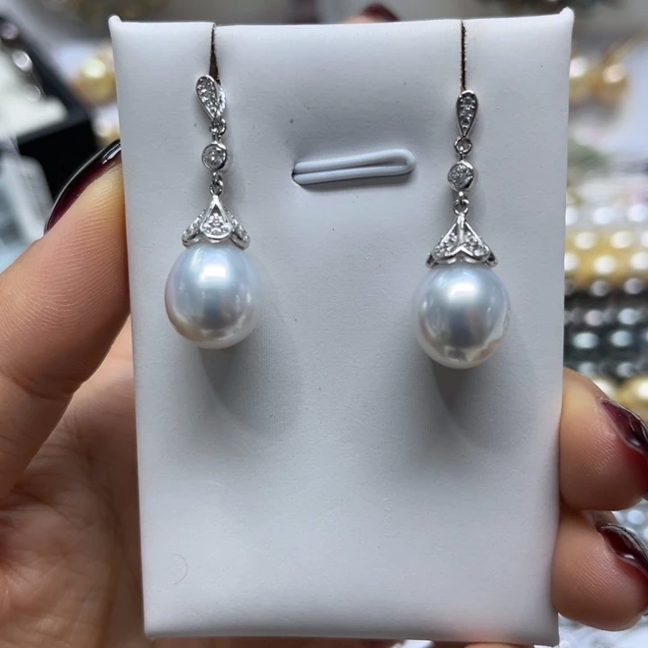 海水珍珠耳饰银S925镶嵌