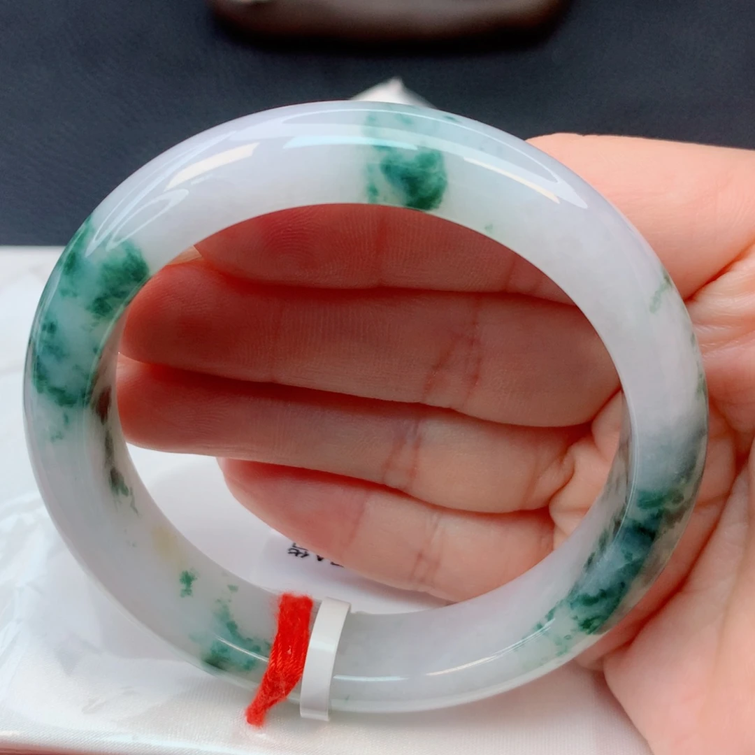 翡翠未镶嵌手镯55-56糯冰飘花