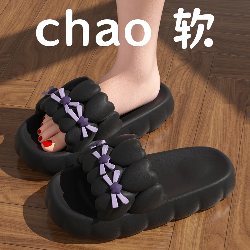 厚底踩屎感拖鞋女夏季新款居家可爱蝴蝶结EVA凉拖鞋浴室防滑外穿