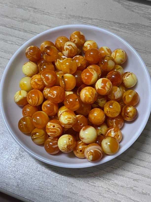 蜜蜡散珠 金绞蜜 A738 卡14mm 7颗（赠弹力绳）