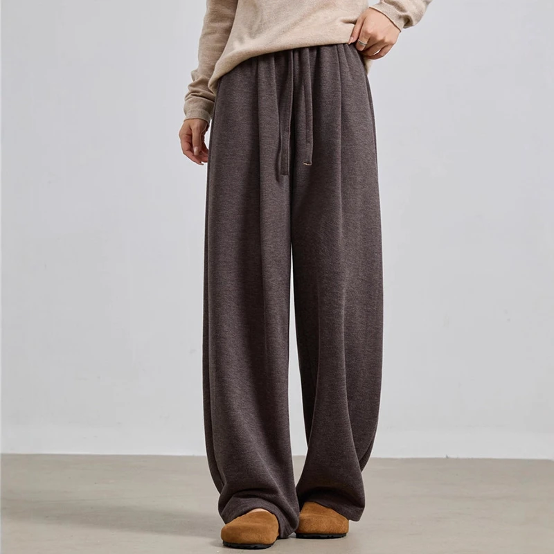 垂坠感弯刀糯米裤女士2025秋季新款高腰软糯宽松休闲慵懒运动裤