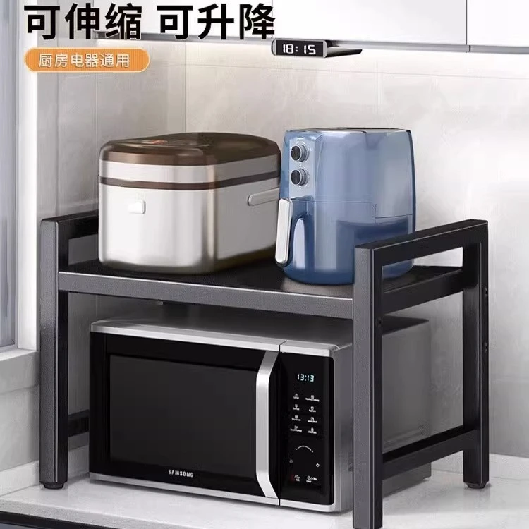 厨房微波炉置物架桌面双层烤箱架子家用多功能调料味罐储物收纳架