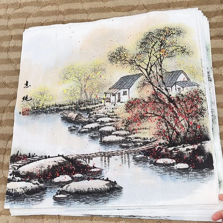 国画花鸟等图案和三尺斗