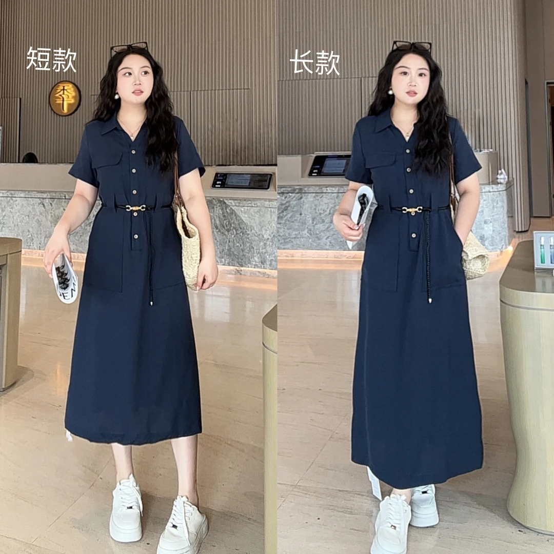 韩版气质收腰显瘦连衣裙2025夏新款通勤赫本风长短款裙子272943