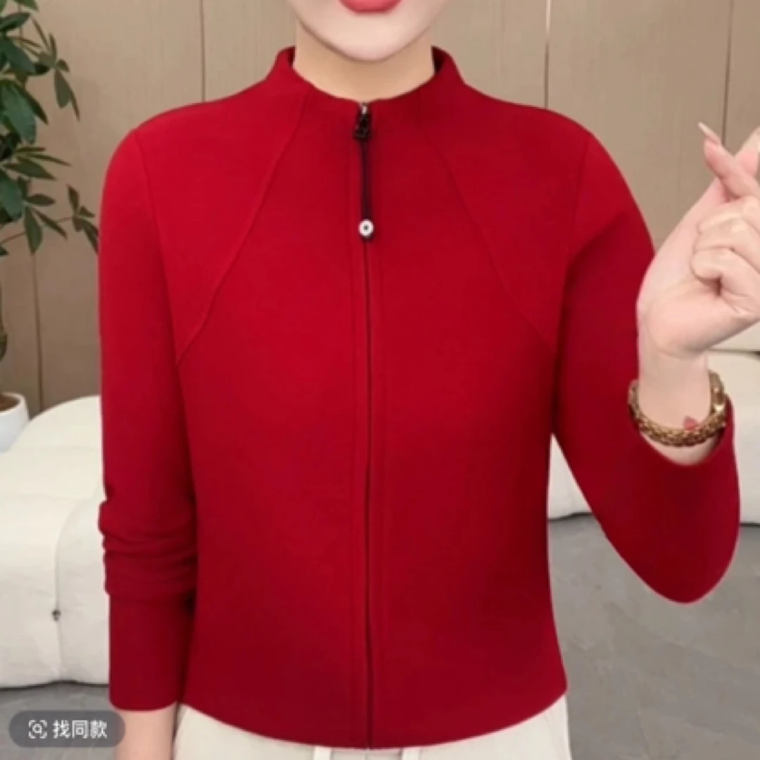 【德绒】2024秋冬季新年款拉链宽松洋气百搭时尚保暖女士打底衫