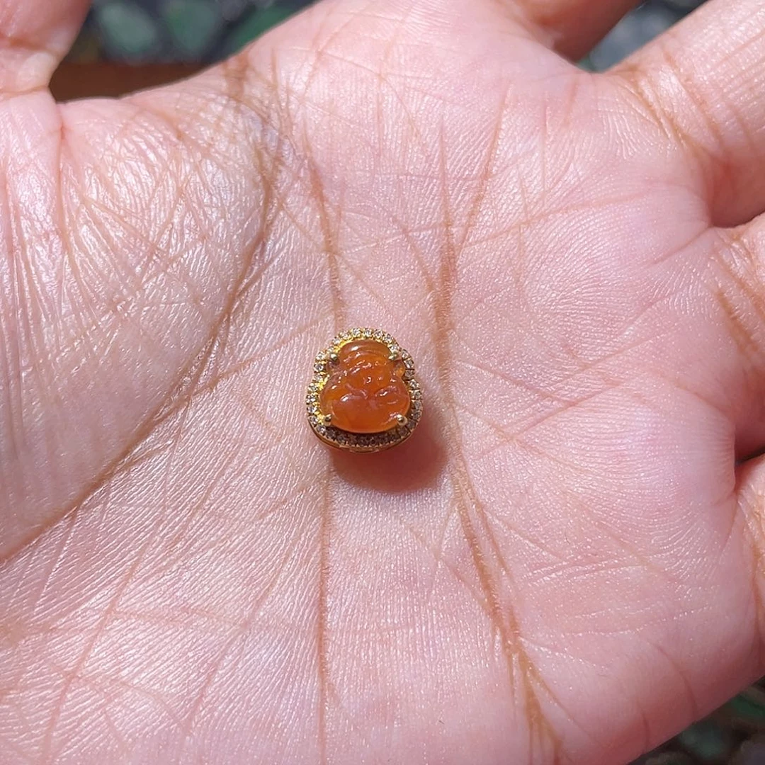 吊坠(不含链)18K金镶嵌翡翠