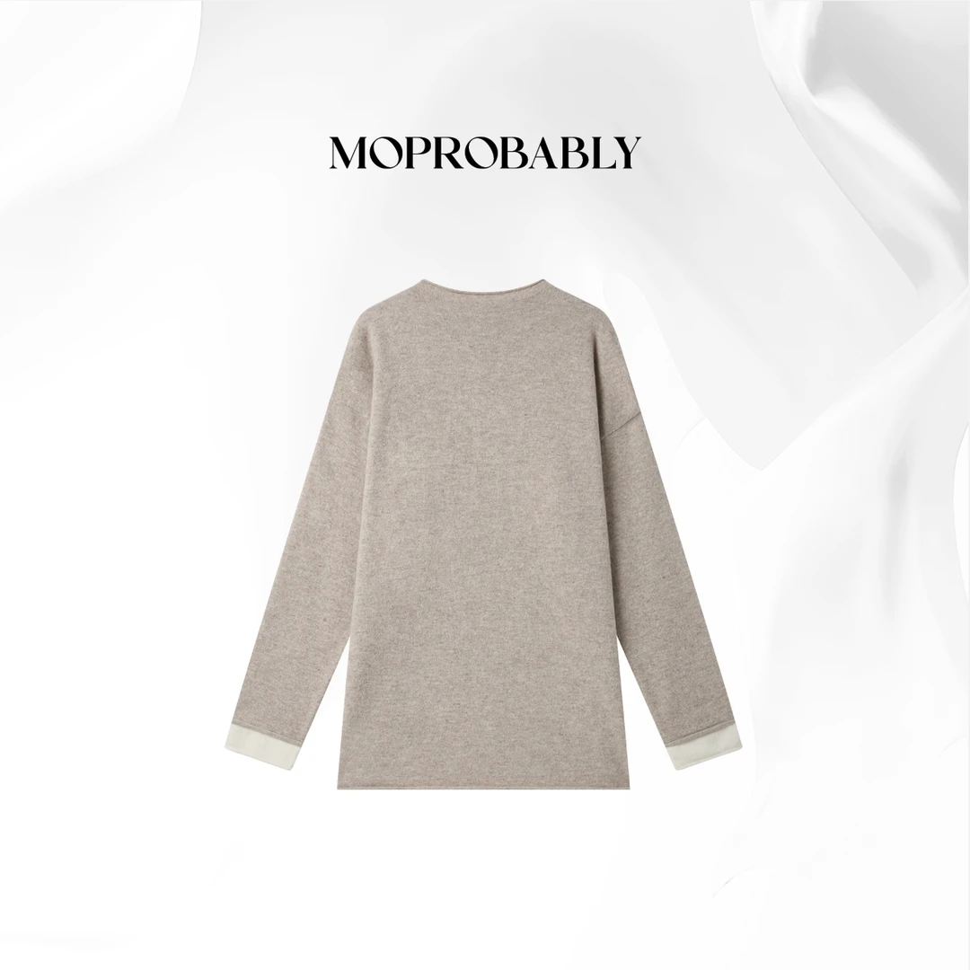 Moprobably贝贝「云层」“100%绵羊毛”撞色百搭套头毛衫L5476002