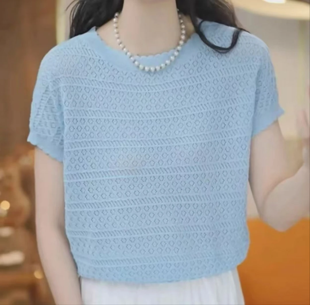 【夏季严选4】2025夏季设计感新款针织衫镂空百搭女生上衣