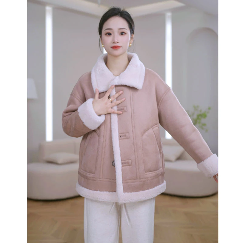 HANYU/韩禹TF137海宁新款100羊毛宽松显瘦时尚2025新款保暖加厚