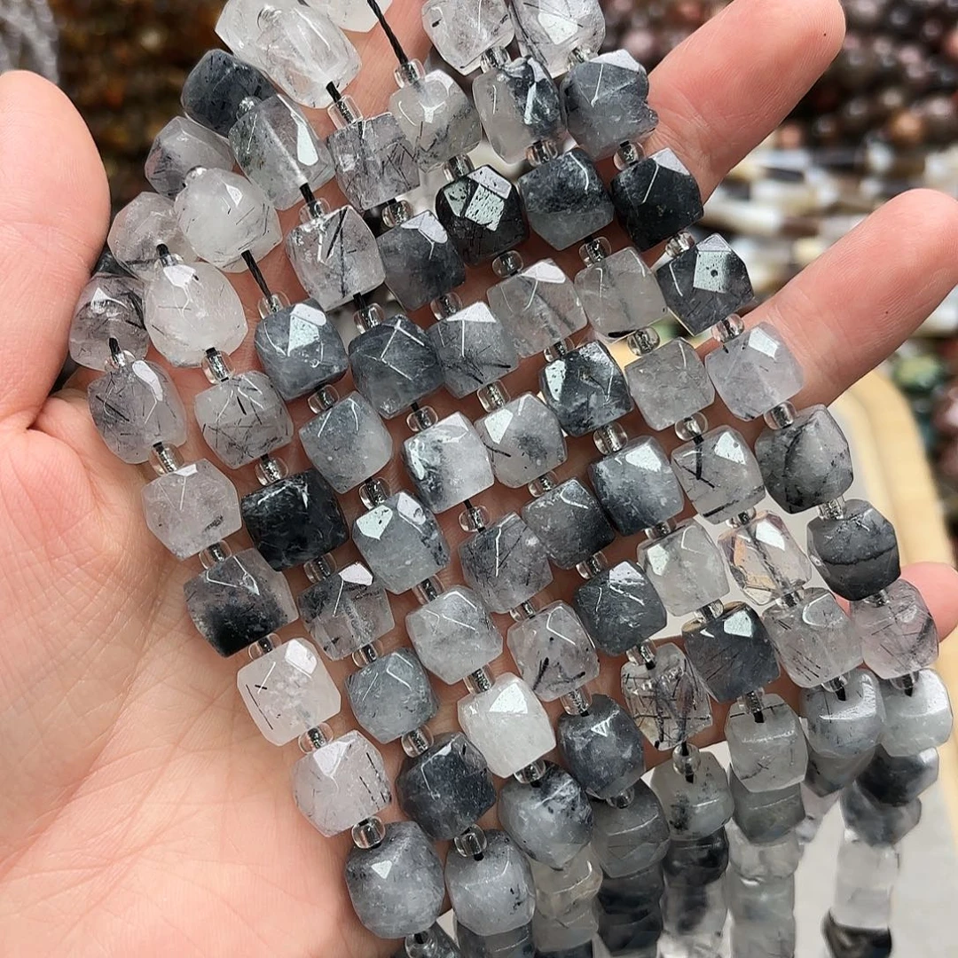 玛瑙/玉髓未镶嵌珠宝半成品卡10黑发晶方切一条