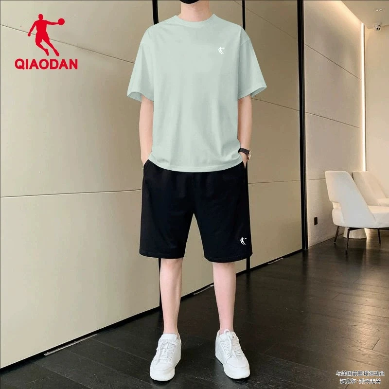 乔丹运动套装男冬季新款短袖T恤宽松短裤帅气大码青少年学生冬装