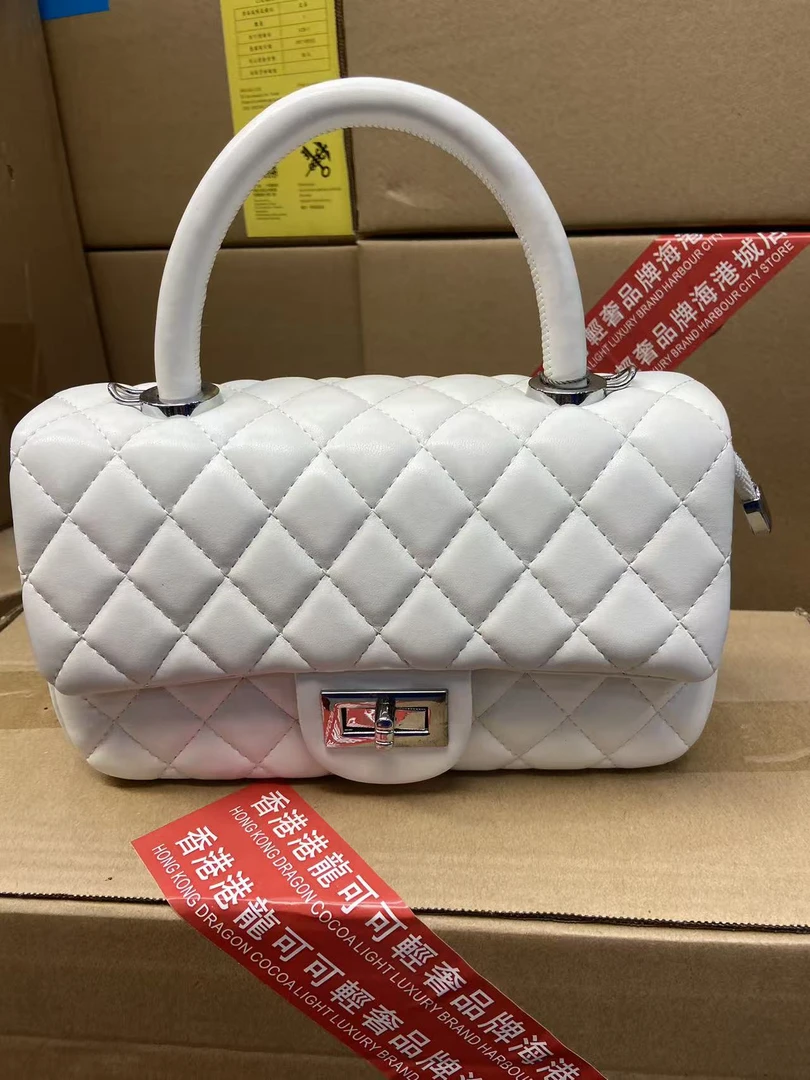 轻奢风 菱格链条包暗黑风斜挎包奢侈女士包装袋白色
